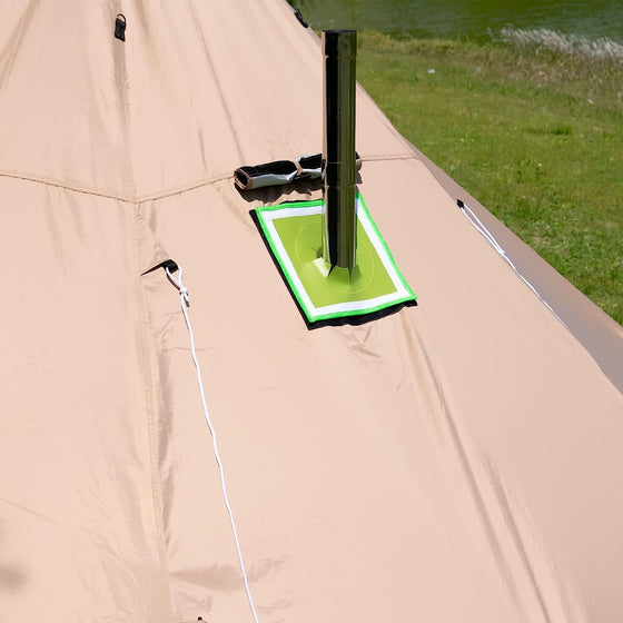 stove jack for canvas tent FLASLD Tent Stove Jack with Expandable Hole, Fireproof Camping Stove J