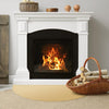 FLASLD Fireproof Fireplace Mat Half Round Hearth Rug Protects Floors from Sparks Embers, Khaki