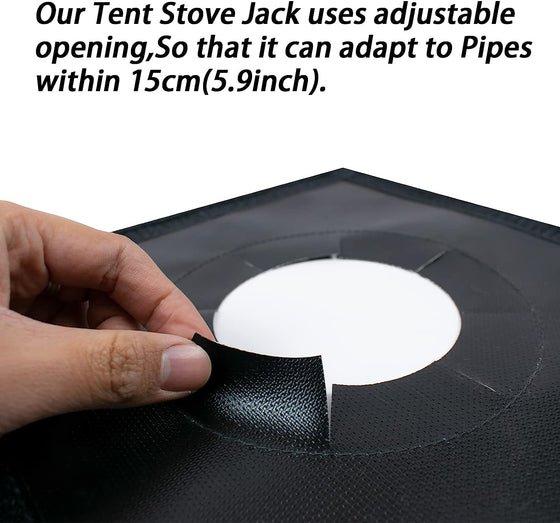 FLASLD Tent Stove Jack with Expandable Hole, Fireproof Camping Stove Jack Kit for Canvas Tent