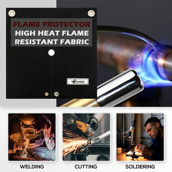 FLASLD Welding Blanket & Heat Shield Mat for Soldering Copper Pipe, 12''x12'' Flame Protector Pad Plumbing Hole Propane Torch