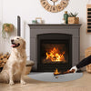 FLASLD Fireproof Fireplace Mat Half Round Hearth Rug Protects Floors from Sparks Embers, Gray