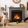 FLASLD Fireproof Fireplace Mat Half Round Hearth Rug Protects Floors from Sparks Embers, Khaki