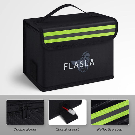 FLASLD Lipo Battery Safe Bag Fireproof Explosionproof Bag for Charge & Storage, RC Lipo Guard Pouch with Large Capacity (8.6 x 6.7 x 5.9 in)