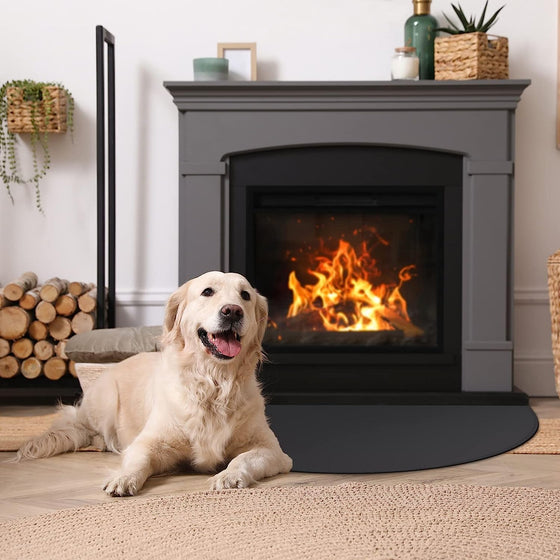 Fire Place Mat FLASLD Fireproof Fireplace Mat & Under Grill Mat Half Round Hearth Rug