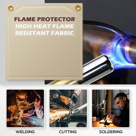 FLASLD Heavy Duty Soldering Heat Shield 12" x 12" Flame Protector Pad Plumbing & High Temperature 2000°F Heat Insulation Blanket for Soldering Copper Pipe