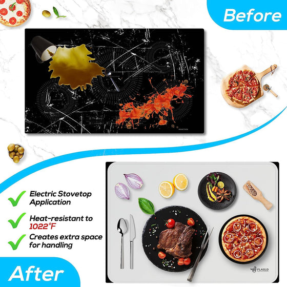 FLASLD Heat Resistant Stove Top Covers for Electric Stove, Fireproof & Waterproof Electric Stove Cover, Glass Stove Top Protector for Prevent Scratches, White