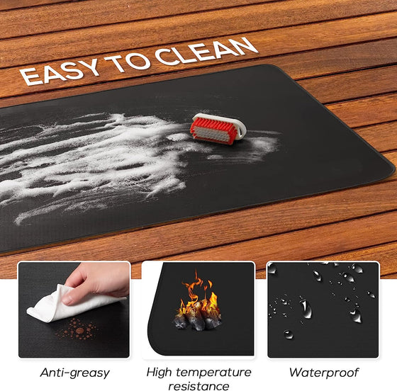 FLASLD Fire Resistent Fireplace Hearth Rug, Gas Grill Splatter Mat Heat Resistant Non Stick BBQ Patio Protector Grilling Gear, Floor Protective Rug